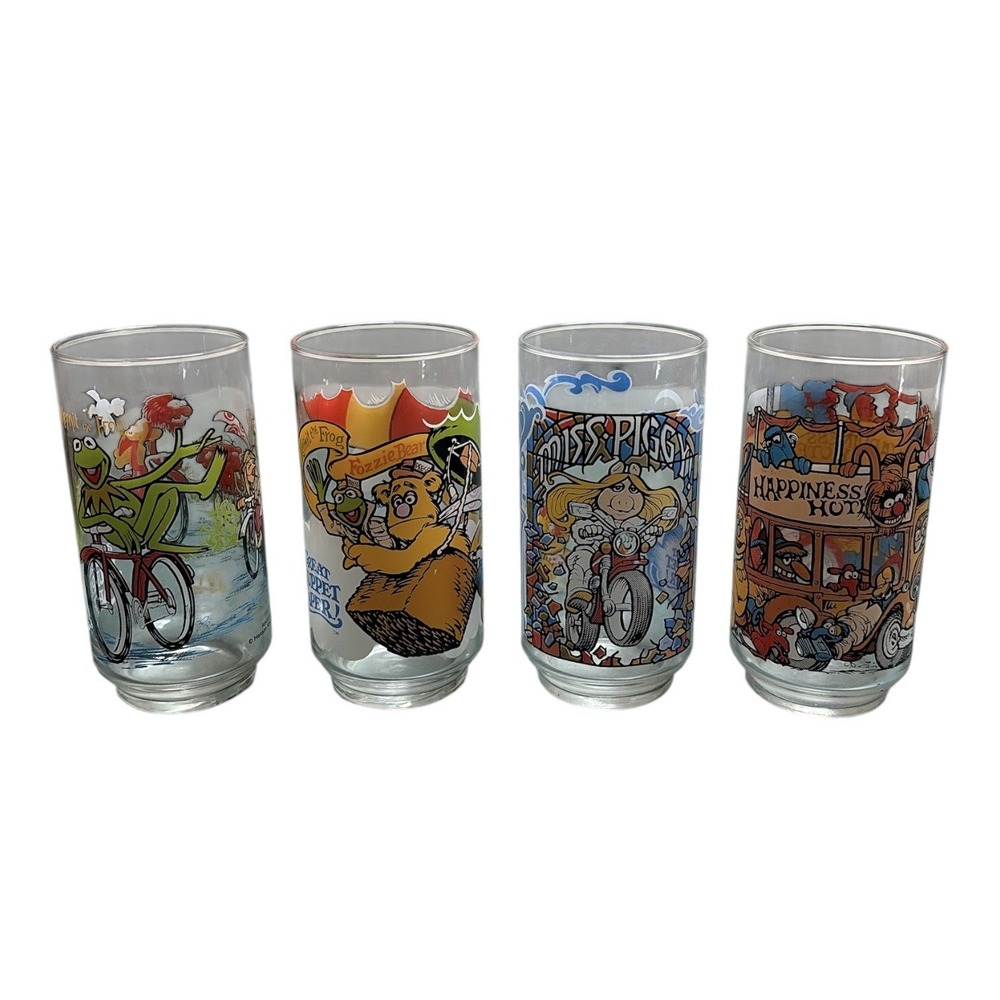 VINTAGE McDONALD'S GREAT MUPPET CAPER COMPLETE GLASS SET OF 4 JIM HENSON 1981!